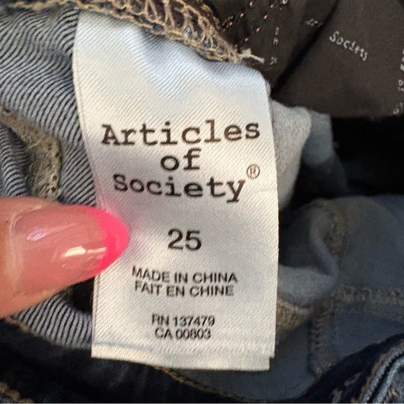 Articles of Society Women's Blue Denim Skinny Jeans | Dark Wash | Cotton | 25 - Picture 4 of 5